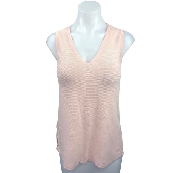 LOFT Light Pink Sleeveless V-Neck Loose Knit Vest Tunic  Sweater Tank Top Size S - Picture 2 of 7